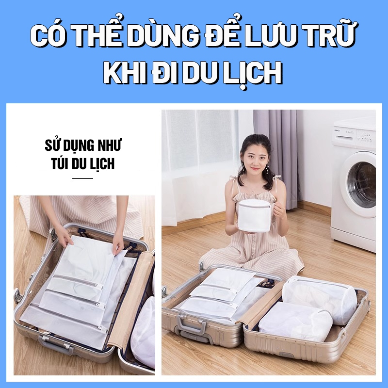 Kaleis Bộ 4 túi giặt quần áo đa năng có khóa kéo – túi giặt đồ lót, áo ngực, chống rối, bền đẹp, không mùi