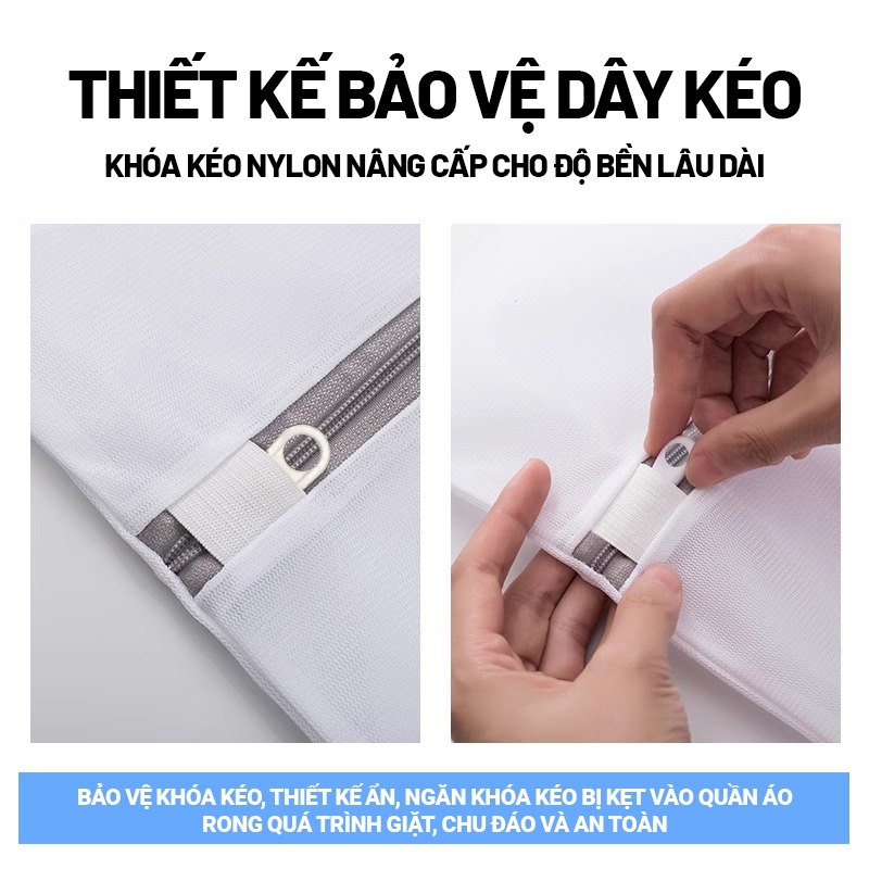 Kaleis Bộ 4 túi giặt quần áo đa năng có khóa kéo – túi giặt đồ lót, áo ngực, chống rối, bền đẹp, không mùi
