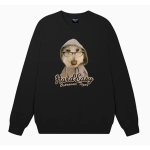 Áo Sweater nữ HappyTee - Sweater Hard Easy – Chú Cún Đeo Kính Siêu Cool 4 màu cute