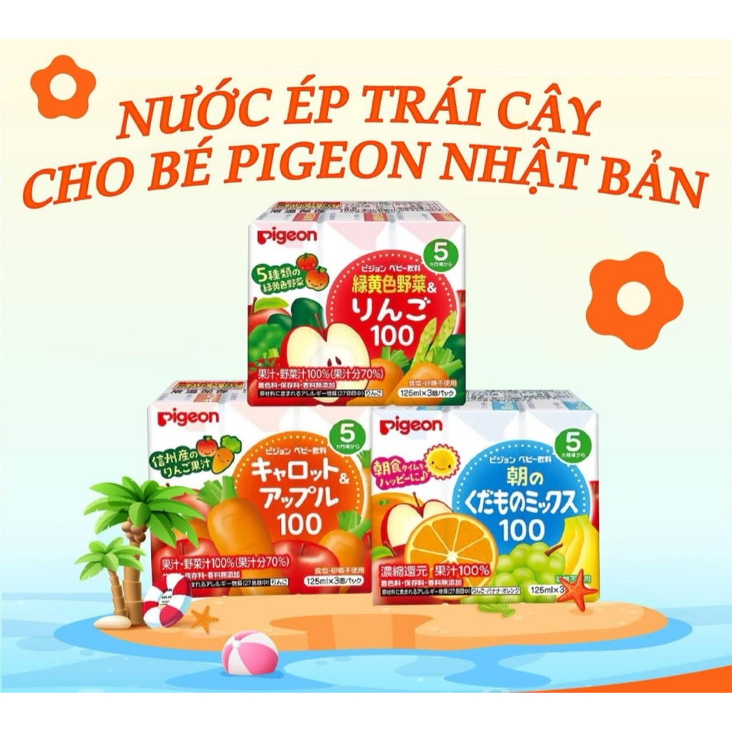 Nước trái cây cho bé Pigeon Nhật Bản, Nước ép hoa quả cho bé từ 5 tháng tuổi