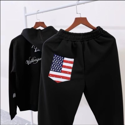 Quần cạp chun dài ống rộng In Lá cờ mi Chất Nỉ tàu cotton mềm mịn cao cấp siêu dày dạy ấm áp Phù hợp mặc đi làm đi tiệc.