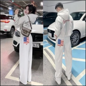 Quần cạp chun dài ống rộng In Lá cờ mi Chất Nỉ tàu cotton mềm mịn cao cấp siêu dày dạy ấm áp Phù hợp mặc đi làm đi tiệc.