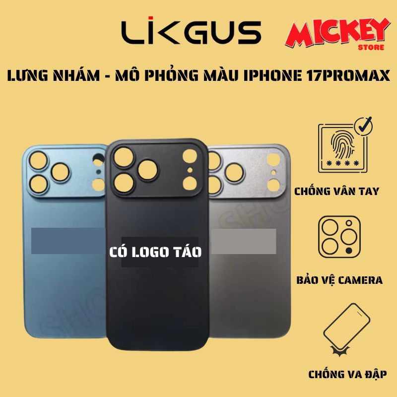 Ốp Likgus mô phỏng màu IPhone 17Promax lưng nhám chống vân cho IPhone 11 12 13 14 15 16 17Promax
