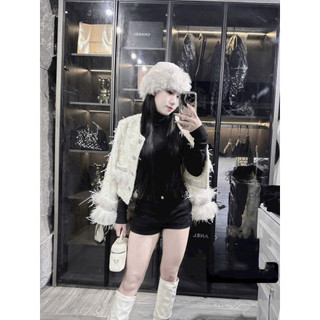 •𝙆𝙞𝙣𝙜𝙨𝙝𝙤𝙥𝙗𝙚𝙖𝙪𝙩𝙮•Áo Khoác Dạ Sang Chảnh Tay Lông Cao Cấp QC