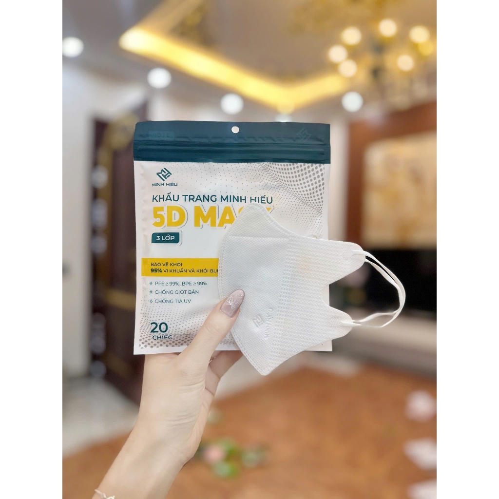 Combo 100 [ tặng 20 ] Chiếc Khẩu trang 5d Minh Hiếu 3 lớp Kháng Khuẩn, Chống Tia UV ( Hàng loại 1 )