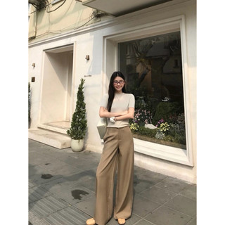 𝐩𝐡𝐢𝐞𝐧 | (Sẵn) W7644 Quần Vải ống Suông Cạp Cao 2 Màu Trơn