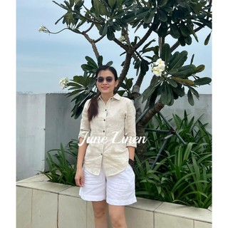 (Hàng sẵn) Áo sơ mi nữ linen tưng washed FORM DÀI - JUNE LINEN #A32