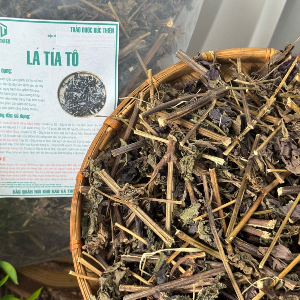 500g Lá Tía Tô Khô Loại 1 Đức Thiện (Thân + Lá) (Khô, Sạch, Thơm) – Giải Cảm, Hỗ Trợ Dạ Dày, Gout