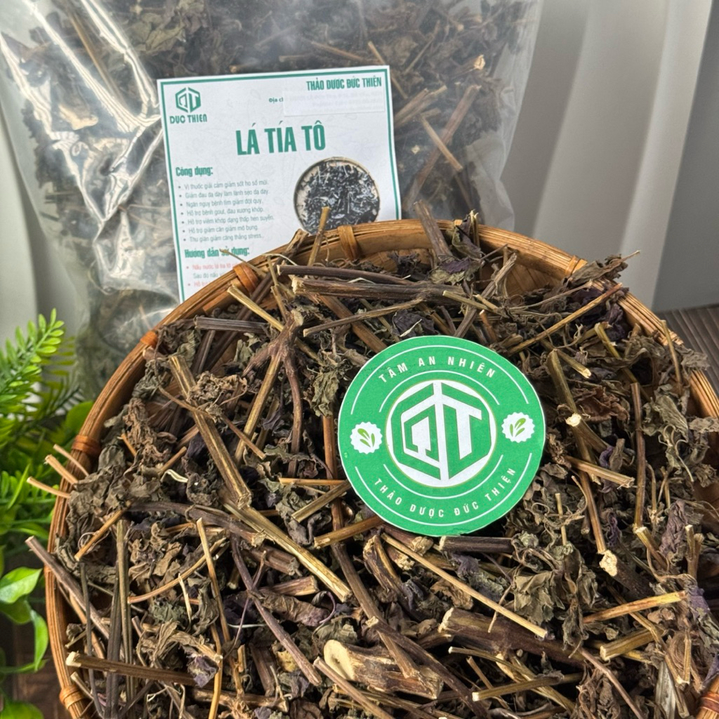 500g Lá Tía Tô Khô Loại 1 Đức Thiện (Thân + Lá) (Khô, Sạch, Thơm) – Giải Cảm, Hỗ Trợ Dạ Dày, Gout