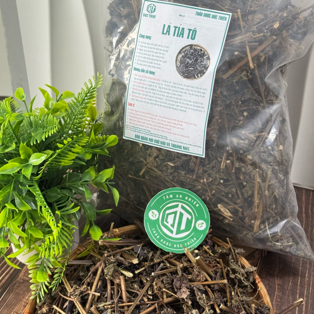 500g Lá Tía Tô Khô Loại 1 Đức Thiện (Thân + Lá) (Khô, Sạch, Thơm) – Giải Cảm, Hỗ Trợ Dạ Dày, Gout