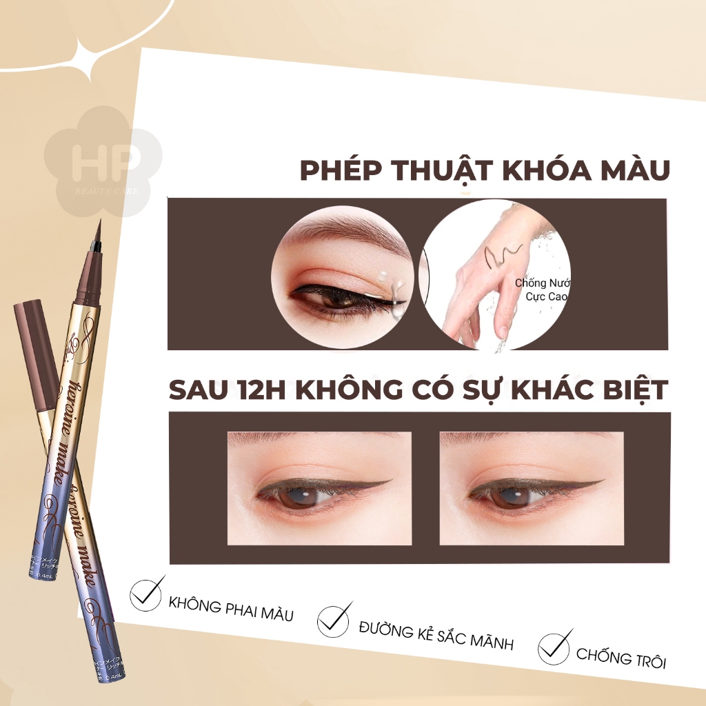 Bút Kẻ Mắt Nước Kissme Heroine Make Eyeliner Rich Keep 0.4mL (Màu Nâu Trà - Phiên Bản Giới Hạn)