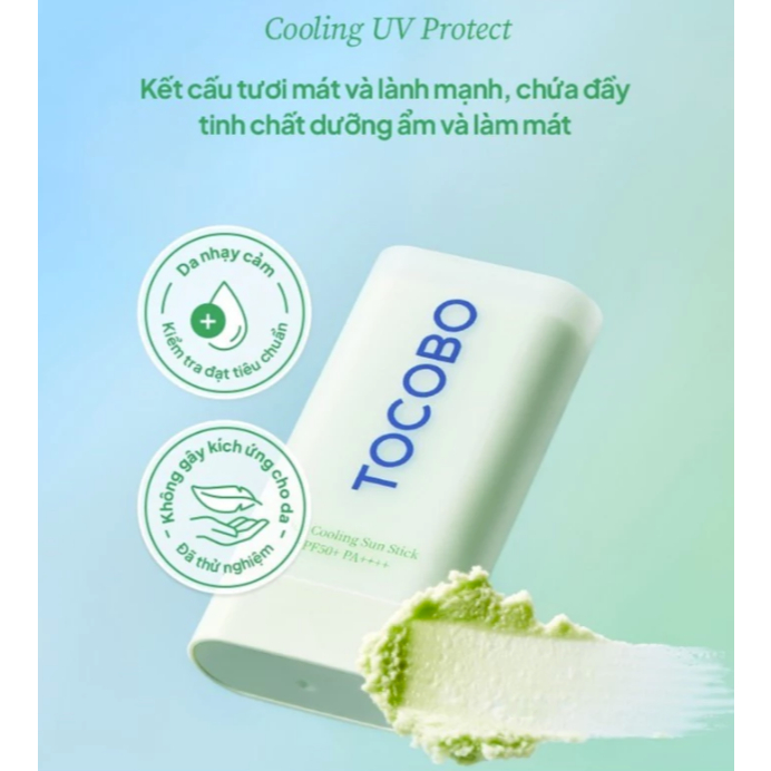Sáp Chống Nắng Dạng Thỏi Tocobo Cica Cooling Sun Stick SPF50+ PA++++ 18gr