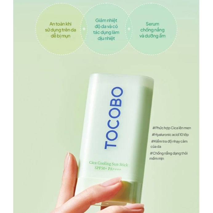 Sáp Chống Nắng Dạng Thỏi Tocobo Cica Cooling Sun Stick SPF50+ PA++++ 18gr
