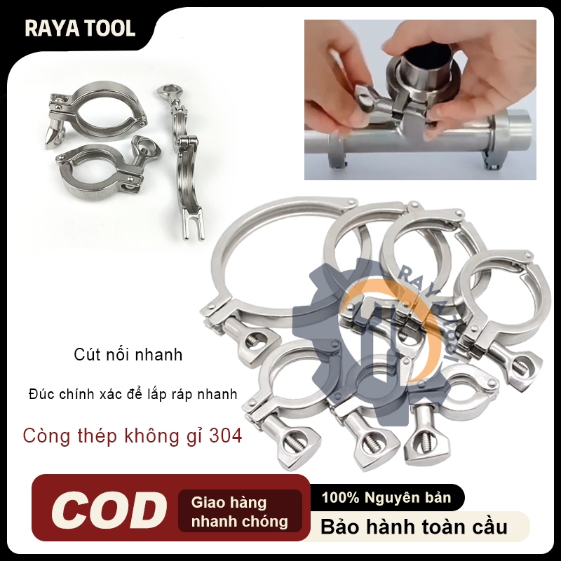 Cùm Clamp Inox 304 - Kẹp Vi Sinh, Nối Nhanh, Chuyên Dụng Cho Ống ...