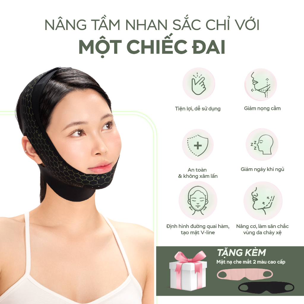 Đai nâng cơ mặt Kira Double-VLift Kogao thon gọn mặt, giảm nọng cằm công nghệ hồng ngoại xa Nhật Bản