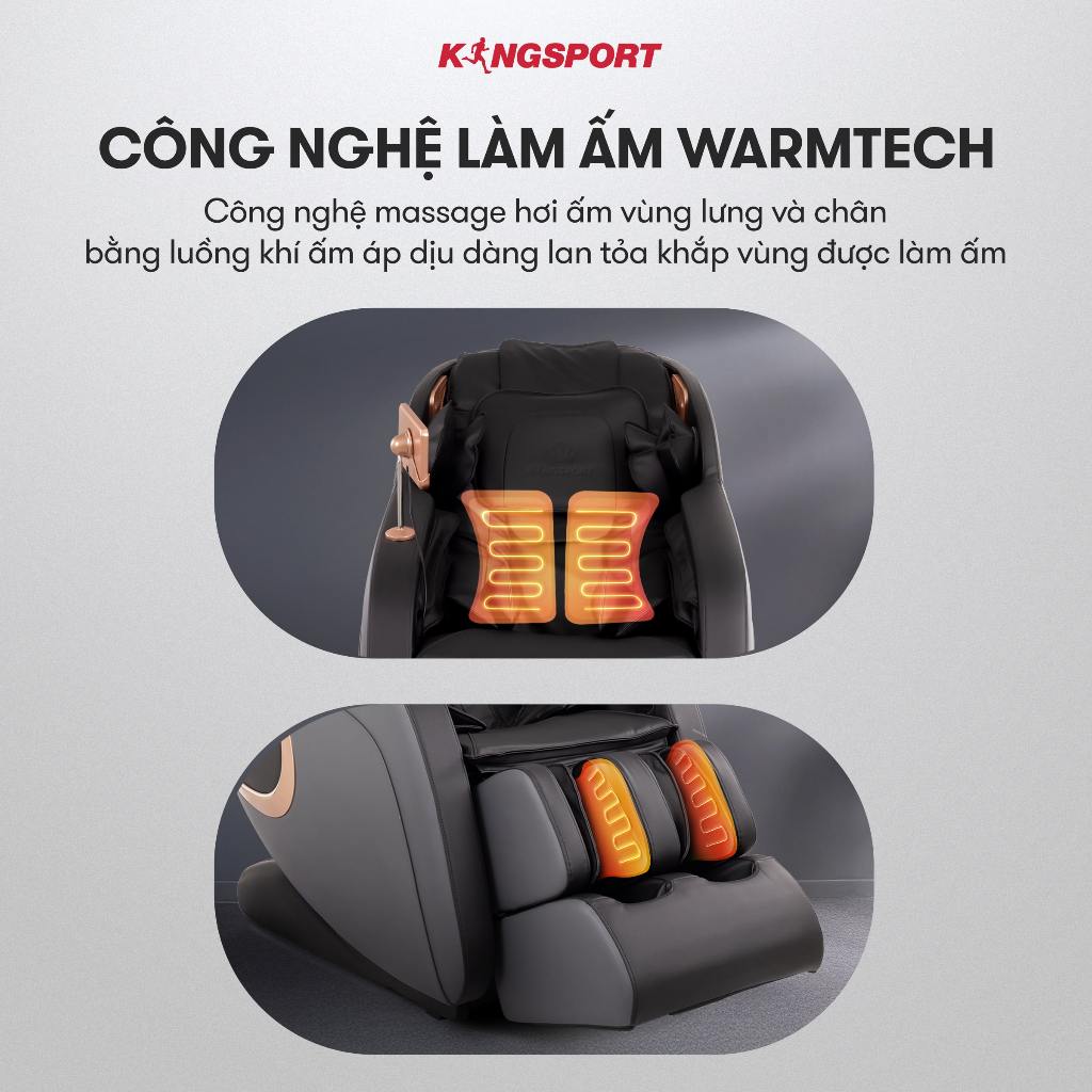 [KOL] Ghế massage KINGSPORT Standard G4 con lăn di chuyển cổ vai, túi khí massage tay dài