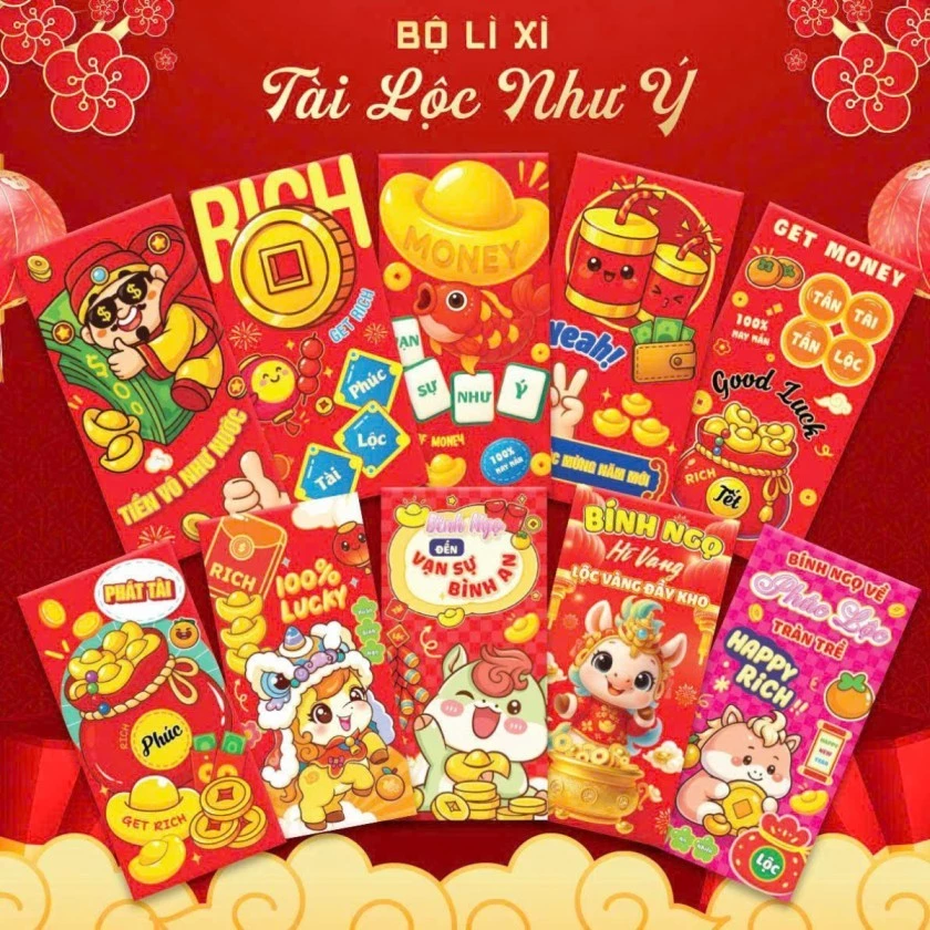 Bao Lì Xì Tết 2026 Lì Xì Truyền Thống Bính Ngọ Chất Đẹp Nhiều Mẫu