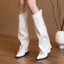 sẵn đen36,trắng39, nâu 36Boot nữ da PU mềm cổ cao phom ống rộng đế 3–5cm phong cách HànQuốc