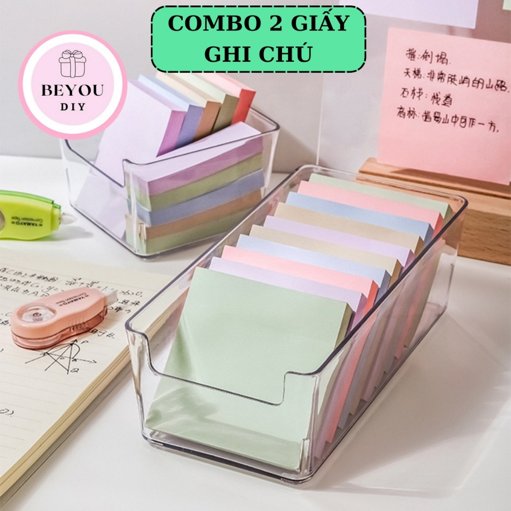 Combo 2 Set Giấy Note Ghi Chú Nhiều Màu 100 Tờ, Giấy Đánh Dấu Có Keo Tiện Lợi - BEYOU pcs