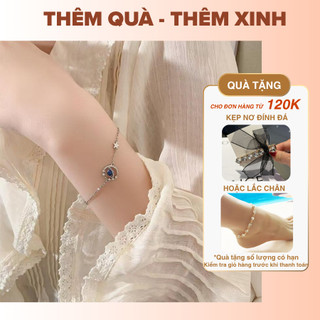 [🔥XƯỞNG SALE SẬP SÀN🔥] Vòng Tay Mạ Bạc Hình Hành Tinh Phối Đá Pha Lê Xanh Sang Trọng Cho Nữ B139