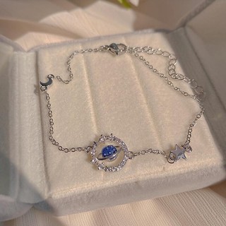 [🔥XƯỞNG SALE SẬP SÀN🔥] Vòng Tay Mạ Bạc Hình Hành Tinh Phối Đá Pha Lê Xanh Sang Trọng Cho Nữ B139