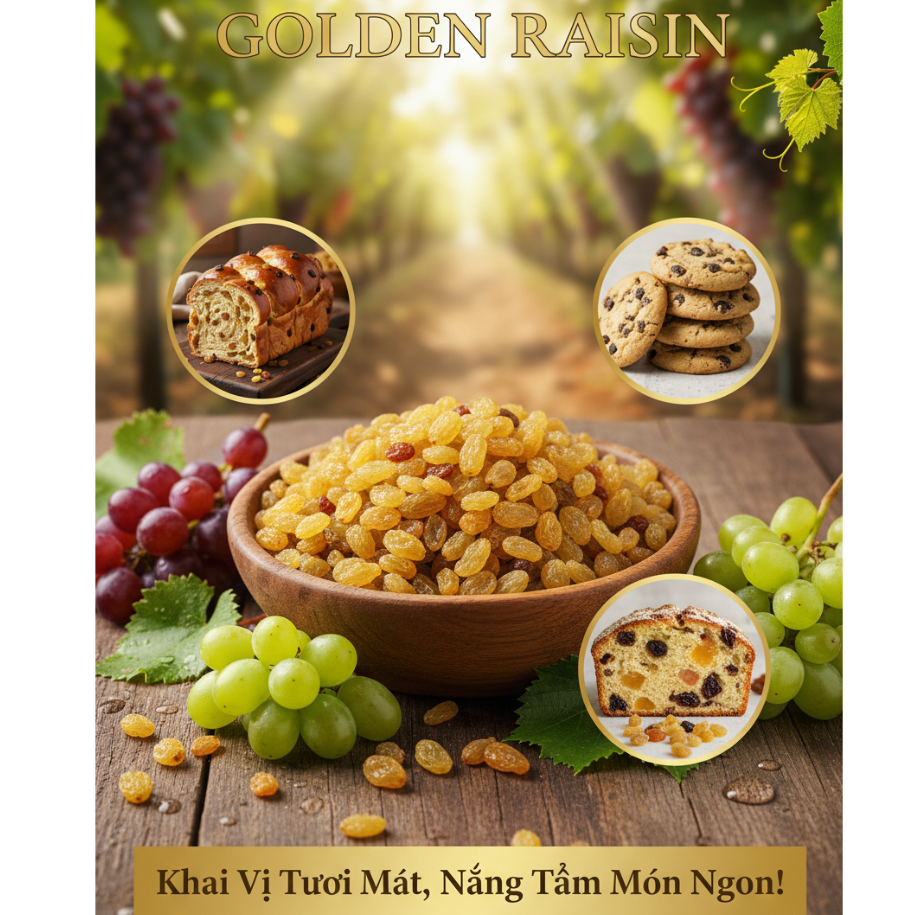 【Hàng Chuẩn 1 Date Mới】Nho Khô Golden Raisin thùng 10kg, Nho đen Raisin ...
