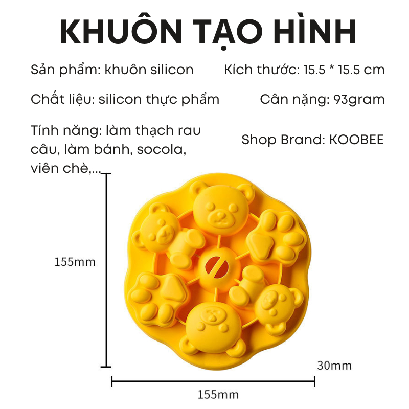 Khuôn Silicon Hoạt Hình KOOBEE Có Nắp Đậy – Hấp Bánh, Làm Thạch, Pudding, Đồ Ăn Dặm Cho Bé | 052