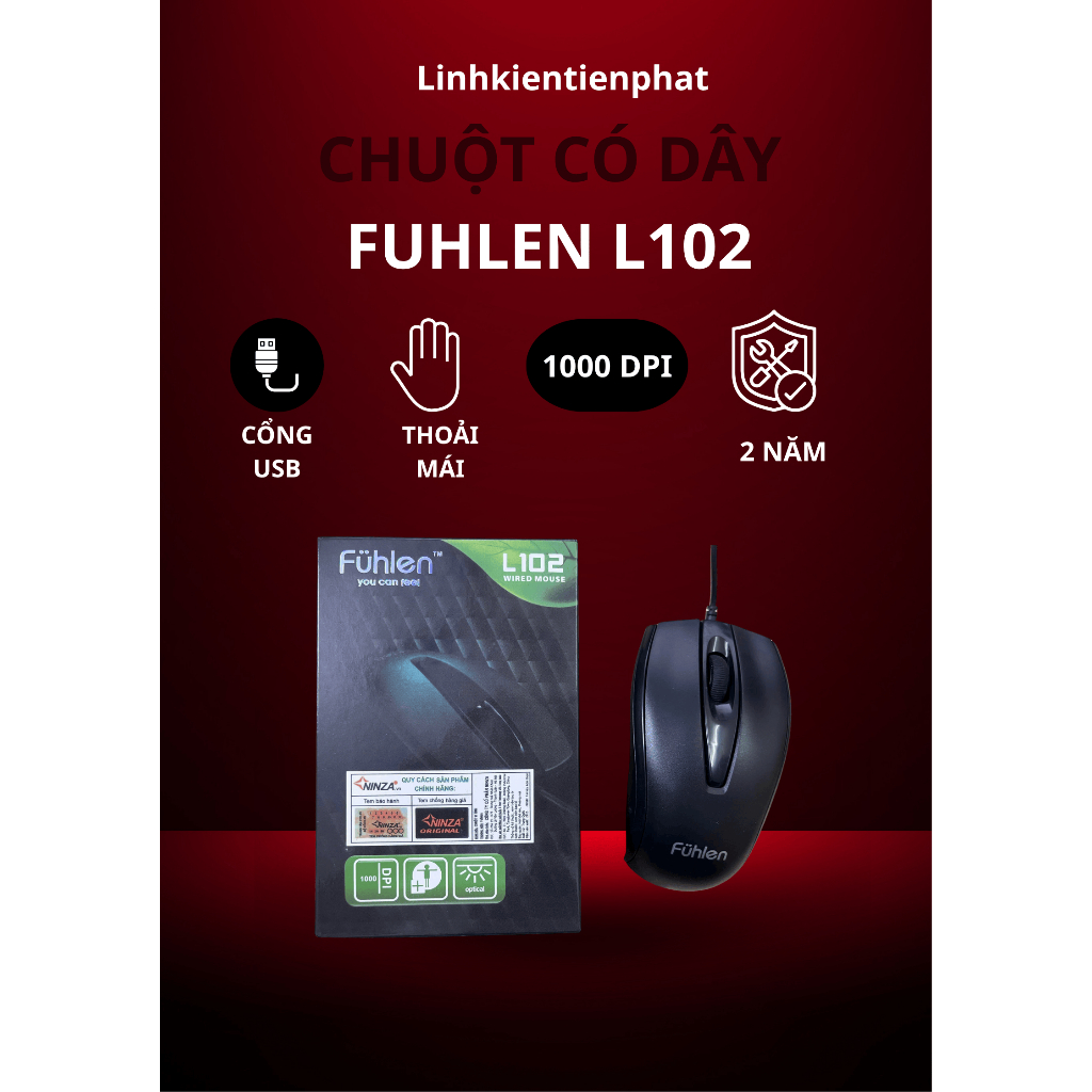 Chuột máy tính có dây Fuhlen L102 bảo hành đổi mới trong 24 tháng