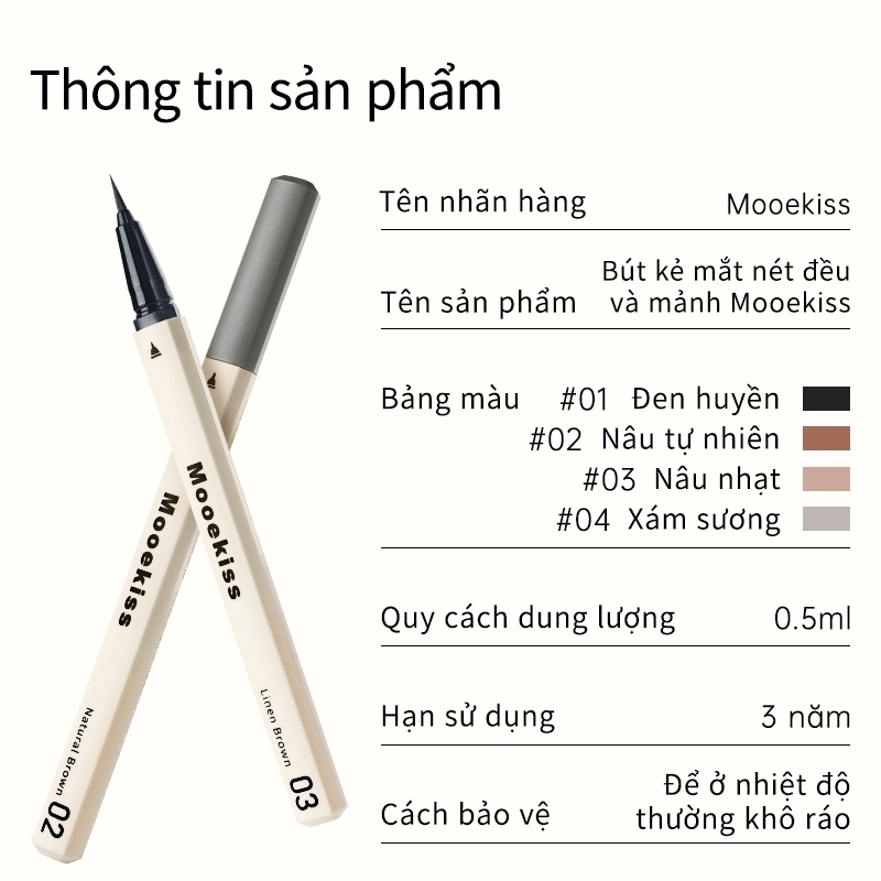 Bút kẻ mắt dạng lỏng Mooekiss không thấm nước và mồ hôi lâu trôi trong 8 giờ mà không bị lem 01 0.5ml [m] | BigBuy360 - bigbuy360.vn
