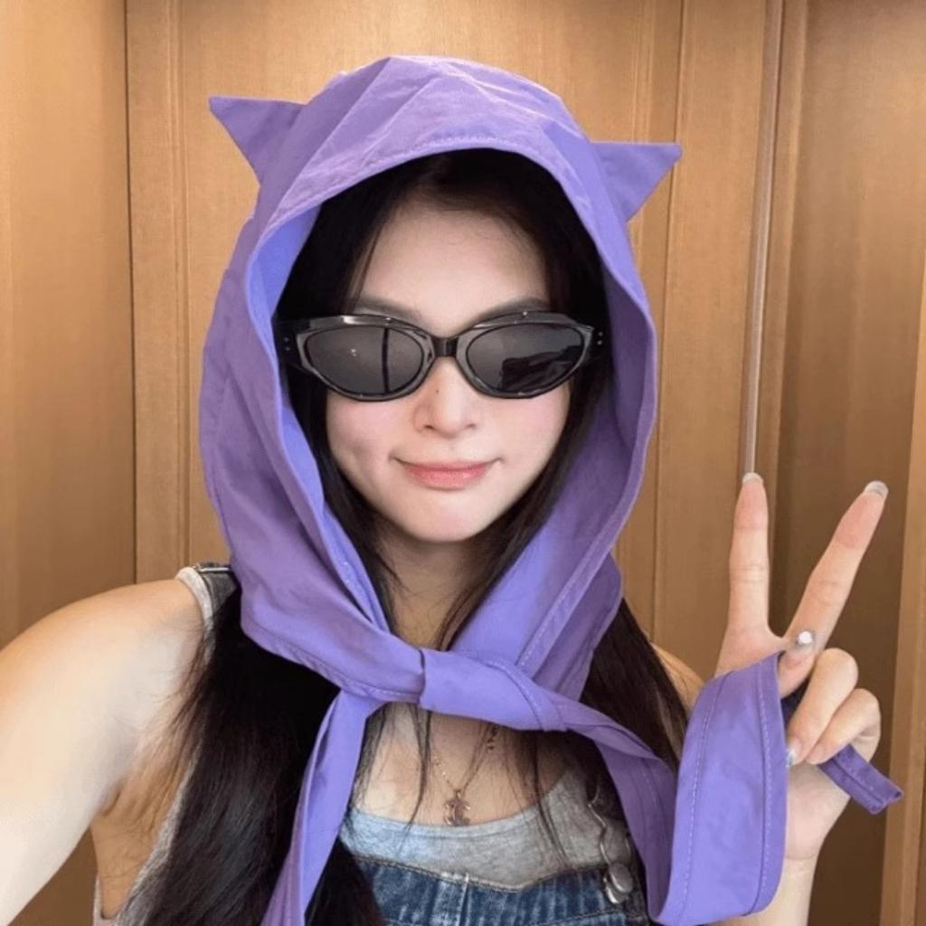 [ XẢ HÀNG ] Mũ Trùm Phối Tai Mèo Chống Nắng Mưa, Nón Chống Nắng Vải Dù Bóng Đa Năng, Làm Túi Đeo Chéo H&L N969