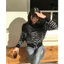 Áo cardigan len sọc ngang kẻ đen thêu gấu dáng suông tay dài chất len mềm mịn, dễ phối đồ hot hit