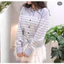 Áo cardigan len sọc ngang tím pastel tay dài thêu gấu chất len mềm mịn co giãn nhẹ hot hit