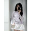 Áo cardigan len sọc ngang tím pastel tay dài thêu gấu chất len mềm mịn co giãn nhẹ hot hit