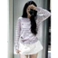 Áo cardigan len sọc ngang tím pastel tay dài thêu gấu chất len mềm mịn co giãn nhẹ hot hit