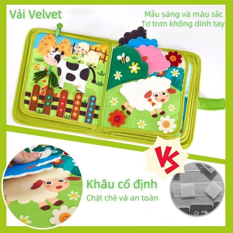 Cảm giác sách cho trẻ em mầm non giáo dục sách yên tĩnh học sớm câu chuyện trang trại động vật Cảm giác sách vải