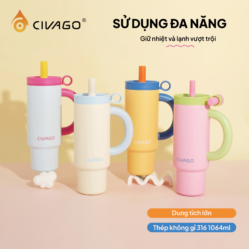 CIVAGO（36oz）Bình nước dung tích cực lớn, thích hợp đựng cả nước nóng và nước lạnh. | BigBuy360 - bigbuy360.vn