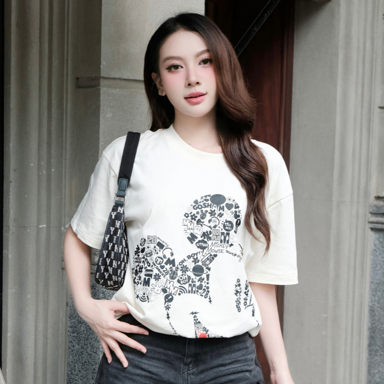Áo Thun Oversize ECOCHIC MICKEY PORTFOLIO Chính Hãng Bản Quyền Disney MICKEY COLLECTION TS003