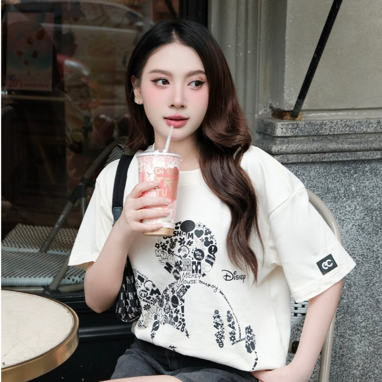 Áo Thun Oversize ECOCHIC MICKEY PORTFOLIO Chính Hãng Bản Quyền Disney MICKEY COLLECTION TS003
