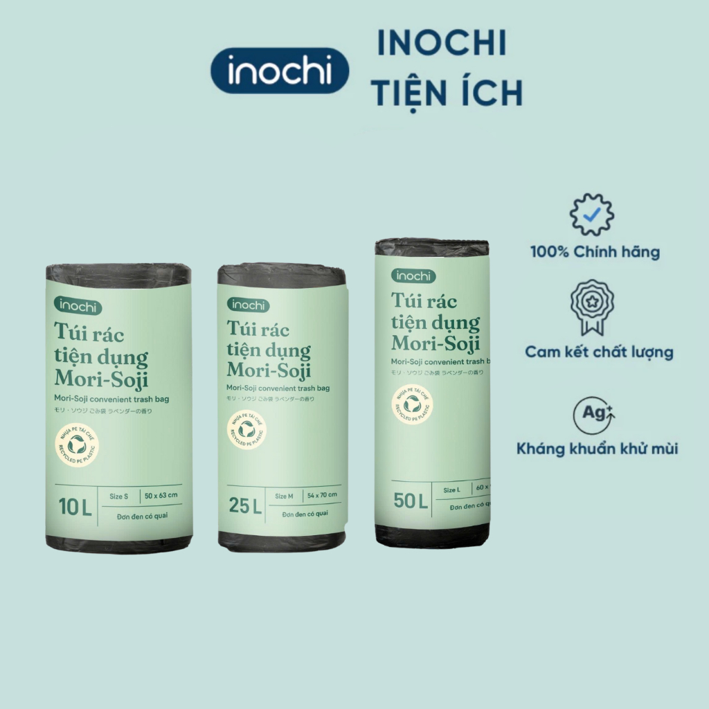 Túi rác tiện dụng 10L, 25L, 50L bền co dãn tốt, có quay xách tiện dụng - CHÍNH HÃNG INOCHI