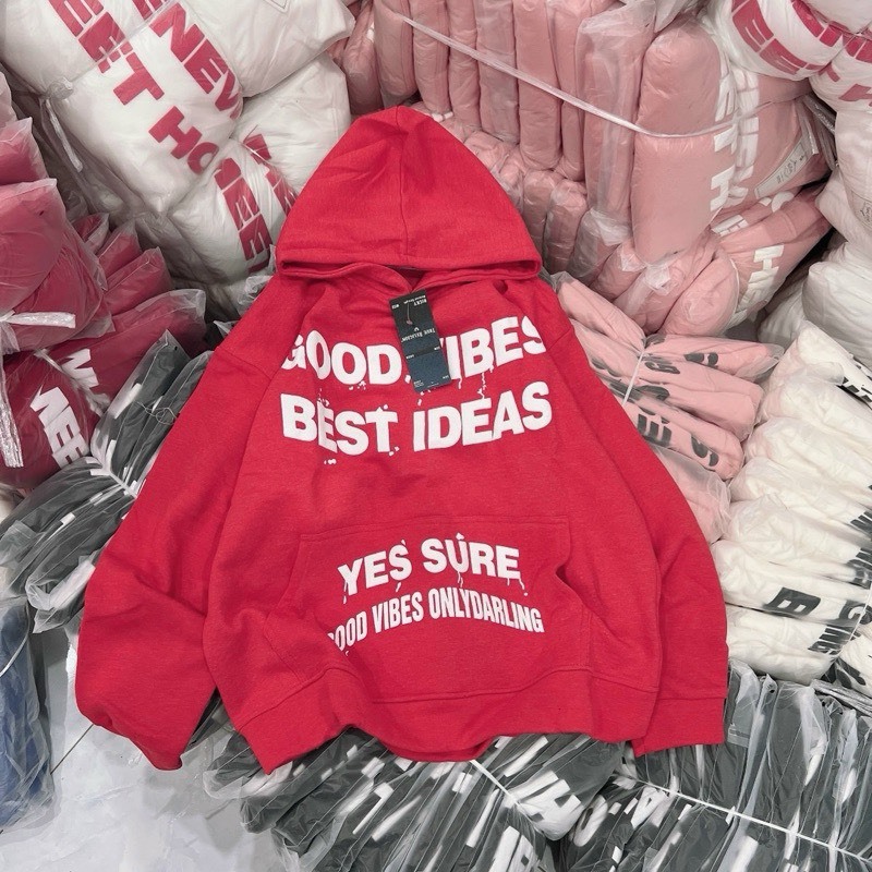 Áo Hoodie Nam Nữ Chống Nắng In Nổi GOOD VIBES Form Rộng Unisex Dài Tay Chất Nỉ Bông 4 Màu SSL