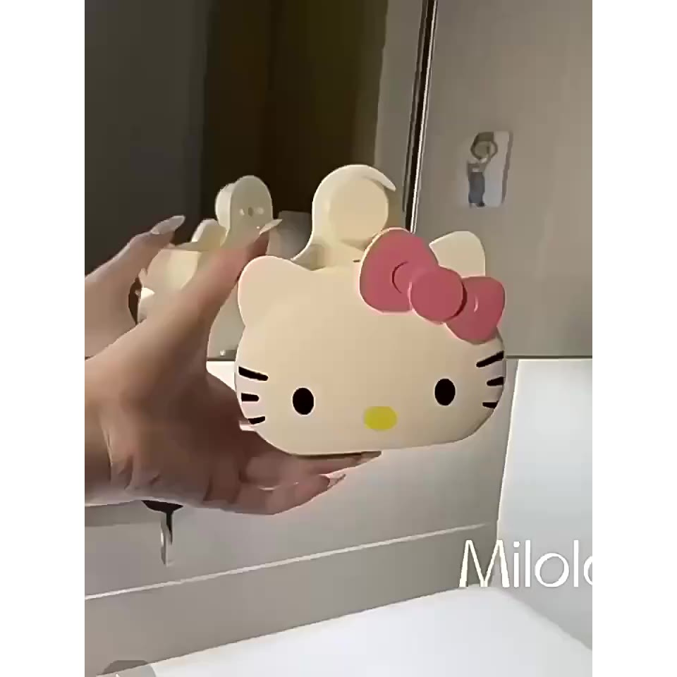 Hộp đựng bàn chải đánh răng Hello Kitty ,Dụng Cụ Sắp Xếp Tường Phòng Tắm Đa Năng Để Bảo Quản Thoát Nước