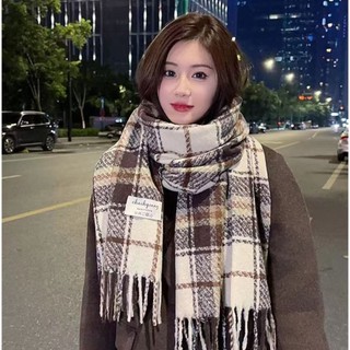 Khăn Choàng Đỏ Giáng Sinh Cho Nam Nữ Mùa Đông Kẻ Caro Chât Dạ Len K06