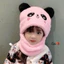 Mũ lông gấu panda cho bé kèm khăn cổ . Khăn mũ Lông cừu cho trẻ em hoạt hình gấu ấm áp, mũ gấu trúc mùa đông 🥶