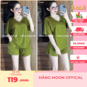 Đồ Bộ Mặc Nhà Nữ Bigsize HM001, Chất Thun Lạnh Dẻo, Áo Cổ Tim Đùi Form Rộng Mát Mẻ Mùa Hè Đủ Size Tới 90kg