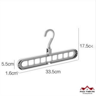 Combo 3 Móc treo quần áo đa năng - 9 lỗ, xoay 360 độ - tiết kiệm không gian