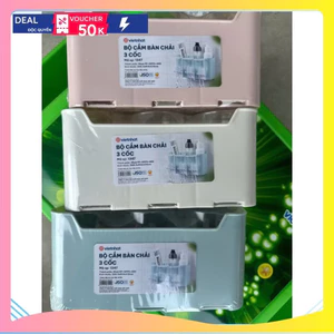 Sale - giảm giá 60% Bộ Cắm Bàn Chải việt nhật 3 Cốc Kệ Để Bàn Chải hàng chuẩn cty nhựa việt nhật
