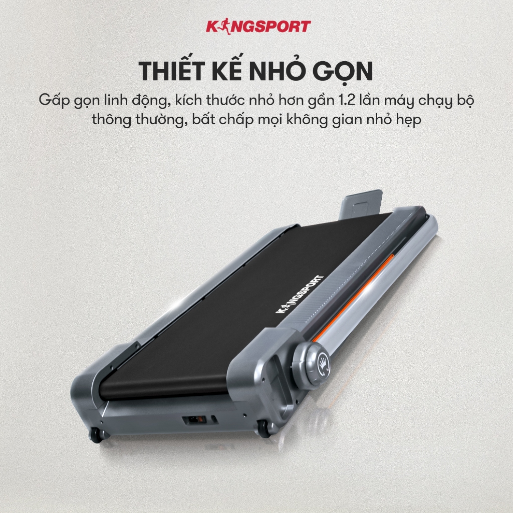 [KOL] Máy chạy bộ KINGSPORT Gen 02 nhỏ gọn, tốc độ đến 8km/h, khung sườn chắc chắn, độ dốc 3 cấp độ