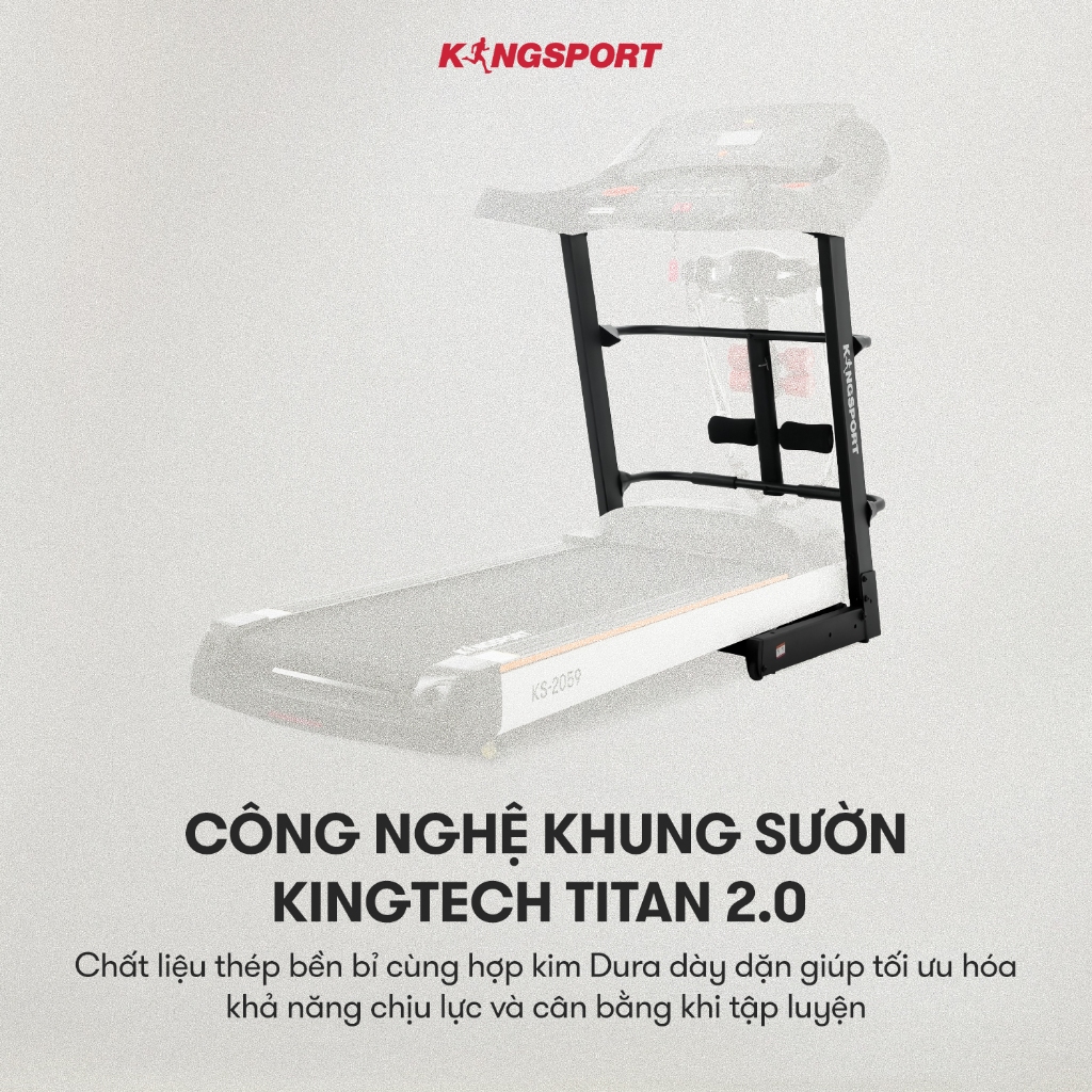 [KOL] Máy chạy bộ KINGSPORT KS-2059 New nâng dốc tự động 18%, tốc độ tối đa 18km/h