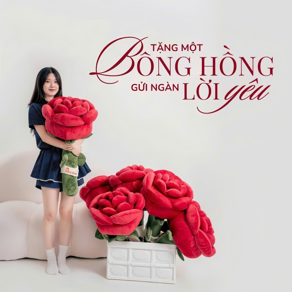 Gấu Bông Hoa Hồng Đỏ - Quà Tặng Lãng Mạn Cho Bạn Gái Dịp Sinh Nhật Valentine Giáng Sinh G175