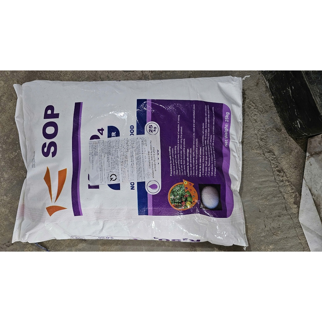 🌿 Phân Bón Kali Sunfat SOP K₂SO₄ (0-0-50) – Hòa Tan Hoàn Toàn – Made in Taiwan – Túi 25kg